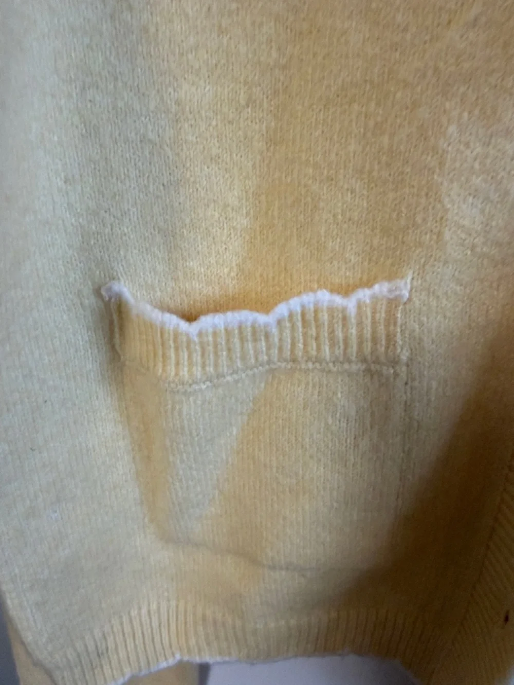 Pink Rose Soft Pale Yellow Button Cardigan with White Trim - Picture 3 of 5